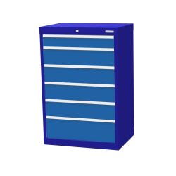 Bedrunka+Hirth Schubladenschrank Profi, Schubladen 1x100 + 4x150 + 1x200 mm, HxBxT 1.019 x 680 x 500 mm, enzianblau/lichtblau