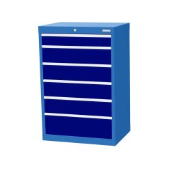 Bedrunka+Hirth Schubladenschrank Profi, Schubladen 1x100 + 4x150 + 1x200 mm, HxBxT 1.019 x 680 x 500 mm, lichtblau/enzianblau
