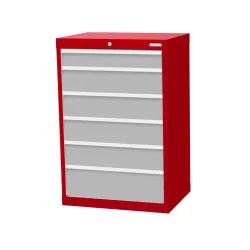 Bedrunka+Hirth Schubladenschrank Profi, Schubladen 1x100 + 4x150 + 1x200 mm, HxBxT 1.019 x 680 x 500 mm, rubinrot/lichtgrau