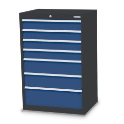 Bedrunka+Hirth Schubladenschrank Profi, Schubladen 4x100 + 2x150 + 1x200 mm, HxBxT 1.019 x 680 x 500 mm, anthrazitgrau/enzianblau
