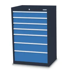 Bedrunka+Hirth Schubladenschrank Profi, Schubladen 4x100 + 2x150 + 1x200 mm, HxBxT 1.019 x 680 x 500 mm, anthrazitgrau/lichtblau