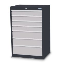 Bedrunka+Hirth Schubladenschrank Profi, Schubladen 4x100 + 2x150 + 1x200 mm, HxBxT 1.019 x 680 x 500 mm, anthrazitgrau/lichtgrau
