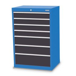Bedrunka+Hirth Schubladenschrank Profi, Schubladen 4x100 + 2x150 + 1x200 mm, HxBxT 1.019 x 680 x 500 mm, lichtblau/anthrazitgrau