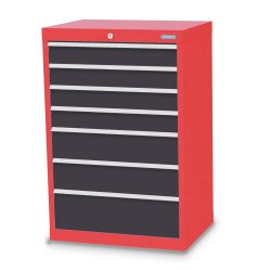 Bedrunka+Hirth Schubladenschrank Profi, Schubladen 4x100 + 2x150 + 1x200 mm, HxBxT 1.019 x 680 x 500 mm, verkehrsrot/anthrazitgrau