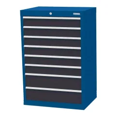 Bedrunka+Hirth Schubladenschrank Profi, Schubladen 6x100 + 2x150 mm, HxBxT 1.019 x 680 x 500 mm, enzianblau/anthrazitgrau