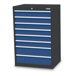 Bedrunka+Hirth Schubladenschrank Profi, Schubladen 6x100 + 2x150 mm, HxBxT 1.019 x 680 x 500 mm, anthrazitgrau/enzianblau