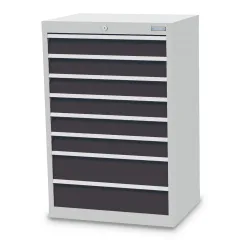 Bedrunka+Hirth Schubladenschrank Profi, Schubladen 6x100 + 2x150 mm, HxBxT 1.019 x 680 x 500 mm, lichtgrau/anthrazitgrau