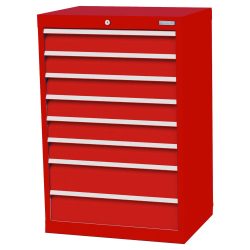 Bedrunka+Hirth Schubladenschrank Profi, Schubladen 6x100 + 2x150 mm, HxBxT 1.019 x 680 x 500 mm, verkehrsrot/verkehrsrot
