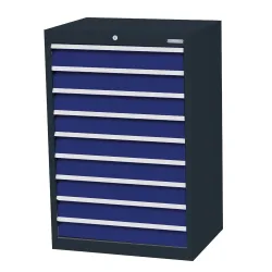 Bedrunka+Hirth Schubladenschrank Profi, Schubladen 9x100 mm, HxBxT 1.019 x 680 x 500 mm, anthrazitgrau/enzianblau