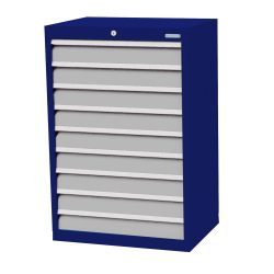 Bedrunka+Hirth Schubladenschrank Profi, Schubladen 9x100 mm, HxBxT 1.019 x 680 x 500 mm, enzianblau/lichtgrau