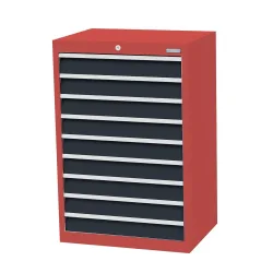 Bedrunka+Hirth Schubladenschrank Profi, Schubladen 9x100 mm, HxBxT 1.019 x 680 x 500 mm, rubinrot/anthrazitgrau