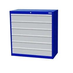 Bedrunka+Hirth Schubladenschrank Profi, Schubladen 6x150 mm, HxBxT 1.019 x 980 x 500 mm, enzianblau/lichtgrau