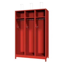 PAVOY Feuerwehrschrank mit Edelstahl-Helmhalter, Untergestell, 3tlg., AB 400, offenes Ablagefach