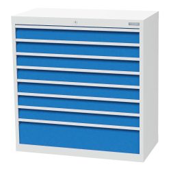 Bedrunka+Hirth Schubladenschrank R 36-16, HxBxT 1.019 x 980 x 500 mm, lichtgrau, lichtblau, 8 Schubladen 7x100 + 1x200 mm