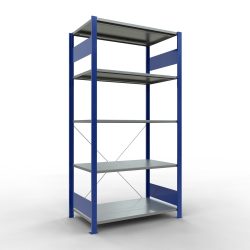 SCHULTE Fachbodenregal enzianblau/verzinkt mit 5 Stahlblechböden, Fachlast 150 kg, HxBxT 2.000 x 1.060 x 636 mm