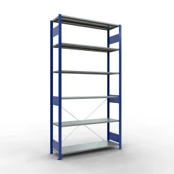 SCHULTE Fachbodenregal enzianblau/verzinkt, Fachlast 150 kg, HxBxT 2.500 x 1.360 x 436 mm