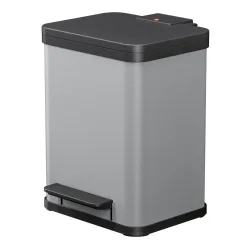 Hailo Öko duo plus M 6222200 Mülleimer 18 l Stahlblech (L x B x H) 320 x 320 x 430 mm Hellgrau Fuß-Tretmechanik 1 St.