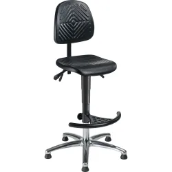 meychair Arbeitsdrehstuhl High-Level, Sitzhöhe 580-830 mm, Stahlbasis verchromt, Bodengleiter, Fussstütze