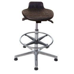 HEMMDAL Hocker Komfort, PU-Sitz, Sitzhöhe 510-770 mm, Aluminiumbasis, Bodengleiter, Fussring