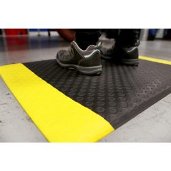 COBA Anti-Ermüdungsmatte Orthomat® Dot, 1-lagig, schwarz/gelb, BxL 900 x 18.300 mm