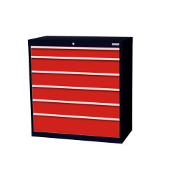 Bedrunka+Hirth Schubladenschrank Profi, Schubladen 1x100 + 4x150 + 1x200 mm, HxBxT 1.019 x 980 x 500 mm, anthrazitgrau/verkehrsrot