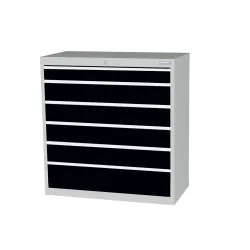 Bedrunka+Hirth Schubladenschrank Profi, Schubladen 1x100 + 4x150 + 1x200 mm, HxBxT 1.019 x 980 x 500 mm, lichtgrau/anthrazitgrau