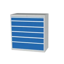 Bedrunka+Hirth Schubladenschrank Profi, Schubladen 1x100 + 4x150 + 1x200 mm, HxBxT 1.019 x 980 x 500 mm, lichtgrau/lichtblau