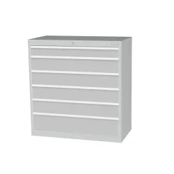 Bedrunka+Hirth Schubladenschrank Profi, Schubladen 1x100 + 4x150 + 1x200 mm, HxBxT 1.019 x 980 x 500 mm, lichtgrau/lichtgrau
