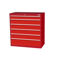 Bedrunka+Hirth Schubladenschrank Profi, Schubladen 1x100 + 4x150 + 1x200 mm, HxBxT 1.019 x 980 x 500 mm, rubinrot/verkehrsrot
