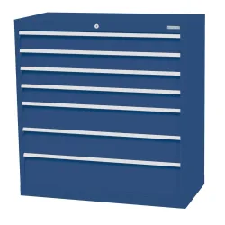 Bedrunka+Hirth Schubladenschrank Profi, Schubladen 4x100 + 2x150 + 1x200 mm, HxBxT 1.019 x 980 x 500 mm, enzianblau/enzianblau