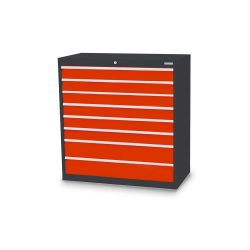 Bedrunka+Hirth Schubladenschrank Profi, Schubladen 6x100 + 2x150 mm, HxBxT 1.019 x 980 x 500 mm, anthrazitgrau/verkehrsrot