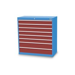 Bedrunka+Hirth Schubladenschrank Profi, Schubladen 6x100 + 2x150 mm, HxBxT 1.019 x 980 x 500 mm, lichtblau/rubinrot