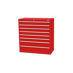 Bedrunka+Hirth Schubladenschrank Profi, Schubladen 6x100 + 2x150 mm, HxBxT 1.019 x 980 x 500 mm, verkehrsrot/verkehrsrot