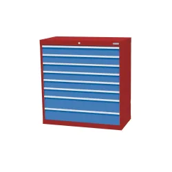 Bedrunka+Hirth Schubladenschrank Profi, Schubladen 6x100 + 2x150 mm, HxBxT 1.019 x 980 x 500 mm, rubinrot/lichtblau