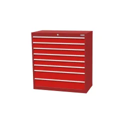 Bedrunka+Hirth Schubladenschrank Profi, Schubladen 6x100 + 2x150 mm, HxBxT 1.019 x 980 x 500 mm, rubinrot/verkehrsrot