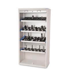 Bedrunka+Hirth Hochschrank für CNC-Werkzeuge mit Kunststoffrollladen, HxBxT 1.950 x 1.000 x 500 mm, Werkzeugeinsatz HSK A40 (52 Stück)