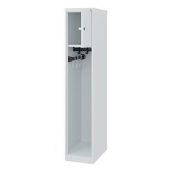 Feuerwehrspind C+P Evolo Youngster, 1 Abteil, ohne Helmhalter, Bodengleiter, B 300 x T 500 x H 1530 mm, RAL 7035 Lichtgrau