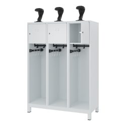 C+P Feuerwehrspind Evolo, Modell YOUNGSTER, 3 Abteile, H 1630 x B 1200 x T 500 mm, Füsse, lichtgrau RAL 7035