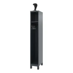 C+P Feuerwehrspind EXPERT, Füsse, 1 Abteil, HxBxT 1.850 x 300 x 500 mm, anthrazitgrau, mit Helmhalter