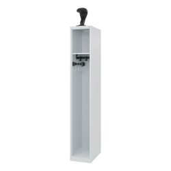 C+P Feuerwehrspind Evolo, Modell EXPERT, 1 Abteil, B 300 x T 500 x H 1850 mm, Bodengleiter, Helmhalter, lichtgrau RAL 7035