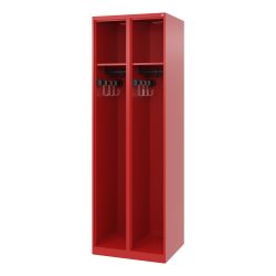 C+P Feuerwehrspind Evolo, Modell EXPERT, 2 Abteile, B 600 x T 500 x H 1850 mm, Bodengleiter, feuerrot RAL 3000