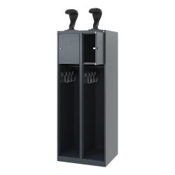 C+P Feuerwehrspind YOUNGSTER, Bodengleiter, 2 Abteile, HxBxT 1.530 x 600 x 500 mm, anthrazitgrau, mit Helmhalter