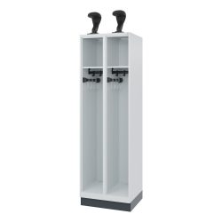 C+P Feuerwehrspind EXPERT, Sockel, 2 Abteile, HxBxT 1.850 x 600 x 500 mm, lichtgrau, mit Helmhalter
