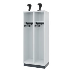 C+P Feuerwehrspind EXPERT, Sockel, 2 Abteile, HxBxT 1.850 x 800 x 500 mm, lichtgrau, mit Helmhalter