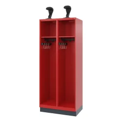 C+P Feuerwehrspind EXPERT, Sockel, 2 Abteile, HxBxT 1.850 x 800 x 500 mm, feuerrot, mit Helmhalter