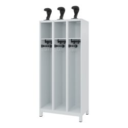 Feuerwehrspind C+P Evolo EXPERT, 3 Abteile, B 900 x T 500 x H 1850 mm, RAL 7035 Lichtgrau/RAL 7035 Lichtgrau