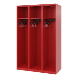 C+P Feuerwehrspind Evolo, Modell EXPERT, 3 Abteile, B 1200 x T 500 x H 1850 mm, Bodengleiter, feuerrot RAL 3000