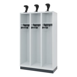 Feuerwehrspind C+P Evolo EXPERT, 3 Abteile, mit Sockel, B 1200 x T 500 x H 1950 mm, RAL 7035 Lichtgrau/RAL 7016 Anthrazitgrau