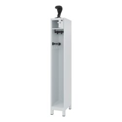 C+P Feuerwehrspind Evolo, Modell PRAKTUS, 1 Abteil, H 1950 x B 300 x T 500 mm, Füsse, lichtgrau RAL 7035