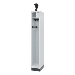 C+P Feuerwehrspind Evolo, Modell PRAKTUS, 1 Abteil, H 1950 x B 300 x T 500 mm, Sockel, lichtgrau RAL 7035
